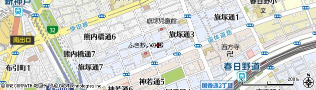 兵庫県神戸市中央区旗塚通周辺の地図