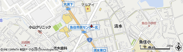 兵庫県明石市魚住町清水466周辺の地図