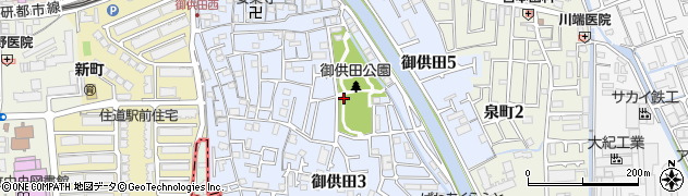 大阪府大東市御供田周辺の地図