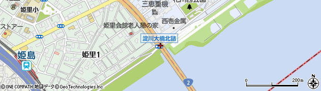 淀川大橋北詰周辺の地図