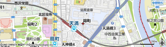 大阪府大阪市北区錦町周辺の地図