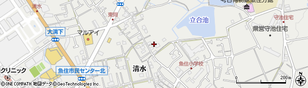 兵庫県明石市魚住町清水517周辺の地図