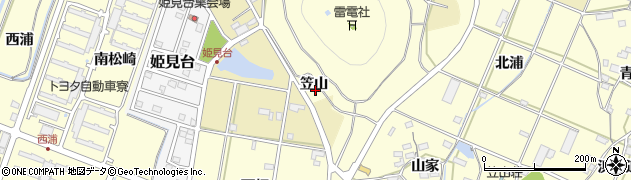 愛知県田原市浦町笠山周辺の地図