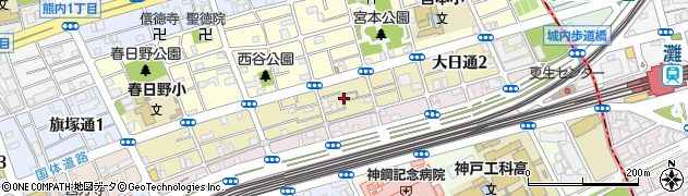 兵庫県神戸市中央区大日通周辺の地図