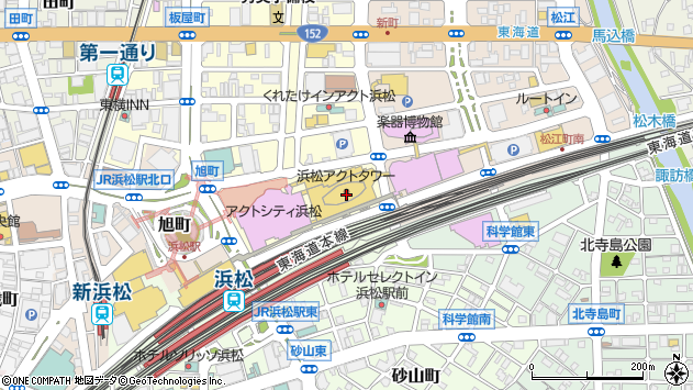 〒430-7790 静岡県浜松市中央区板屋町 浜松アクトタワー（地階・階層不明）の地図