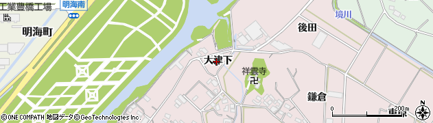 愛知県豊橋市老津町（大津下）周辺の地図