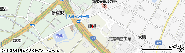 愛知県豊橋市大清水町娵田周辺の地図