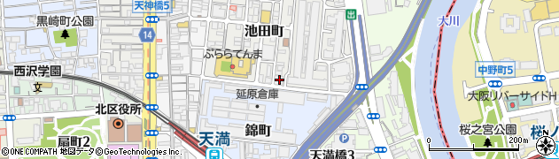 大阪府大阪市北区池田町1-18周辺の地図