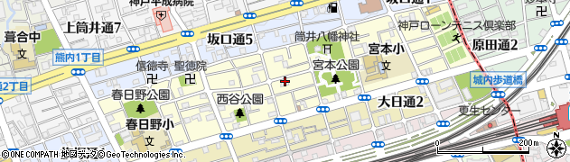 兵庫県神戸市中央区宮本通周辺の地図