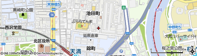 大阪府大阪市北区池田町1-20周辺の地図