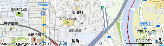 大阪府大阪市北区池田町1-21周辺の地図