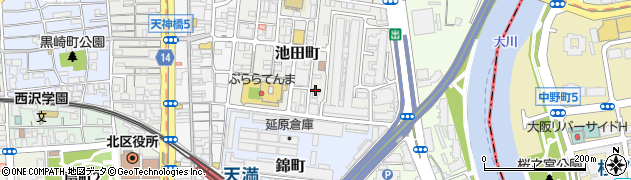 大阪府大阪市北区池田町1-22周辺の地図