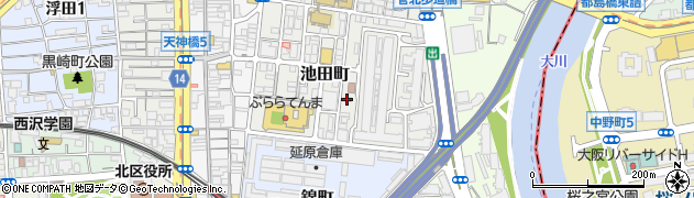 大阪府大阪市北区池田町1-25周辺の地図