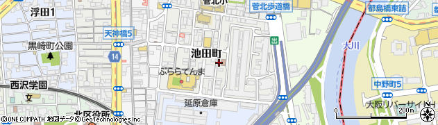 大阪府大阪市北区池田町1-26周辺の地図