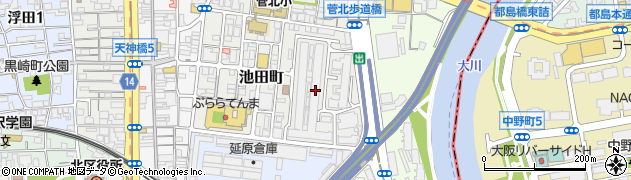 大阪府大阪市北区池田町1-2周辺の地図