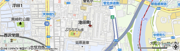 大阪府大阪市北区池田町1-27周辺の地図
