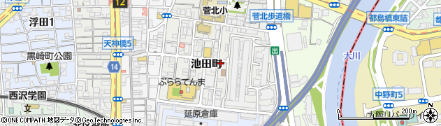 大阪府大阪市北区池田町1-30周辺の地図