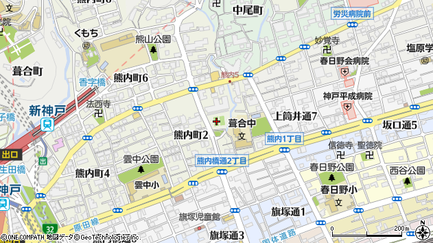 〒651-0056 兵庫県神戸市中央区熊内町の地図