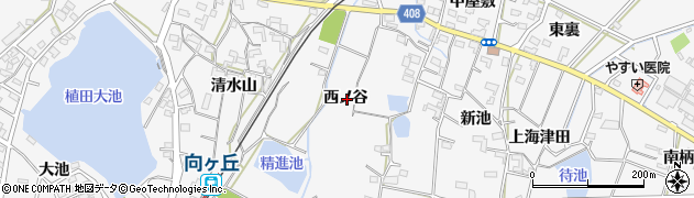 愛知県豊橋市植田町西ノ谷周辺の地図