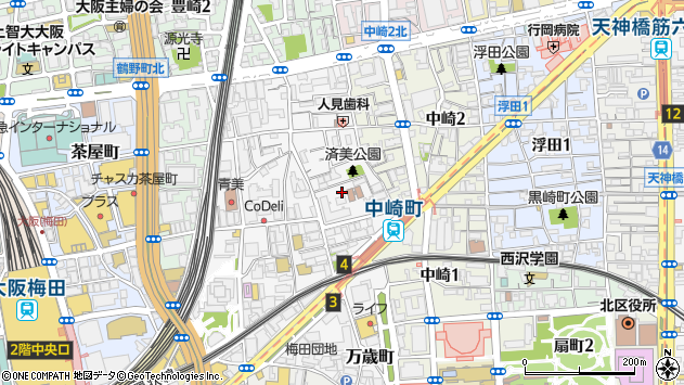 〒530-0015 大阪府大阪市北区中崎西の地図