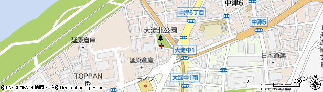 大淀北公園周辺の地図