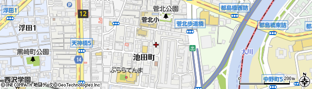 大阪府大阪市北区池田町1-34周辺の地図