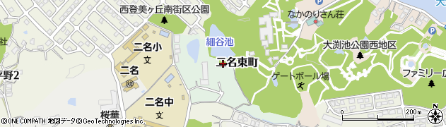 奈良県奈良市二名東町周辺の地図