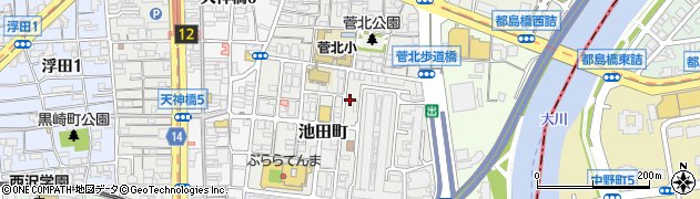 大阪府大阪市北区池田町1-35周辺の地図