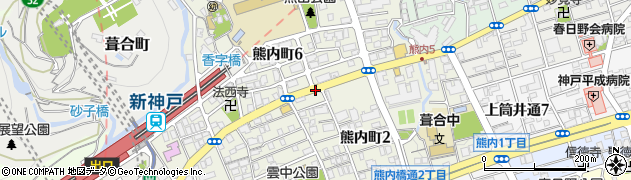 兵庫県神戸市中央区熊内町周辺の地図