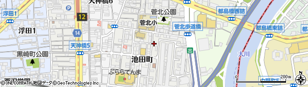 大阪府大阪市北区池田町1-36周辺の地図
