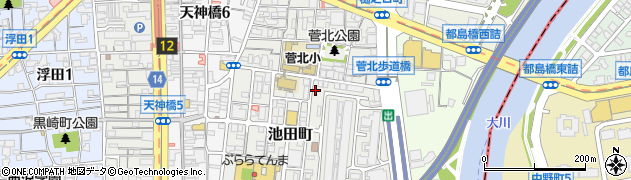 大阪府大阪市北区池田町1-38周辺の地図