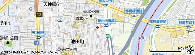 大阪府大阪市北区池田町1-50周辺の地図