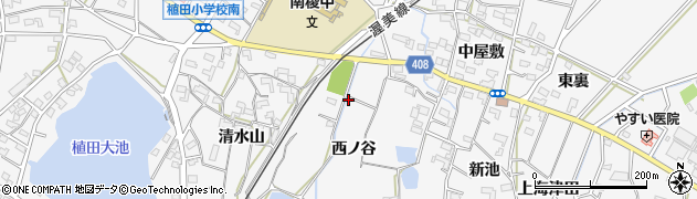愛知県豊橋市植田町西ノ谷54周辺の地図