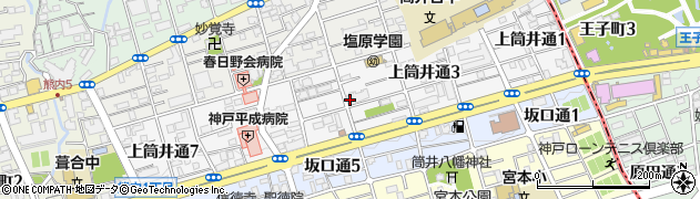 兵庫県神戸市中央区上筒井通周辺の地図