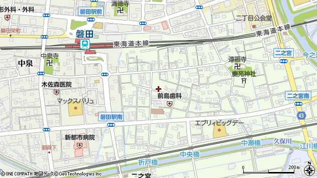 〒438-0074 静岡県磐田市二之宮の地図