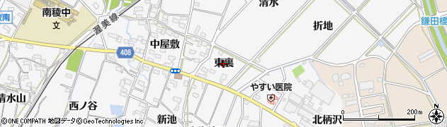 愛知県豊橋市植田町（東裏）周辺の地図