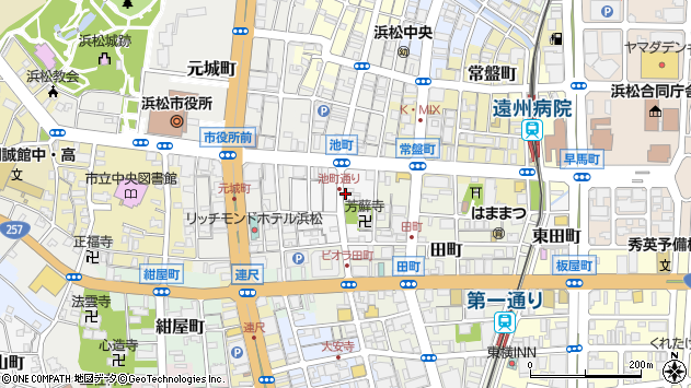 〒430-0945 静岡県浜松市中央区池町の地図