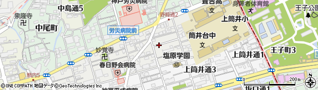 兵庫県神戸市中央区野崎通周辺の地図