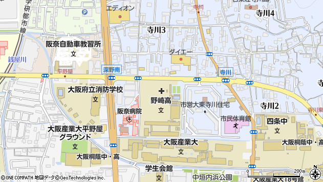 〒574-0014 大阪府大東市寺川の地図