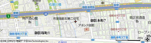 兵庫県神戸市東灘区御影石町1丁目周辺の地図
