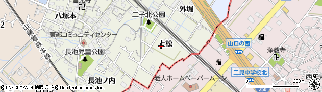 兵庫県播磨町（加古郡）二子（上松）周辺の地図