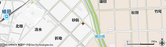 愛知県豊橋市植田町（砂防）周辺の地図