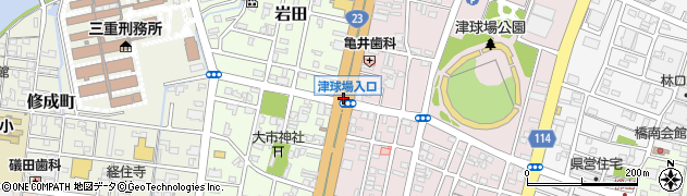 津球場入口周辺の地図