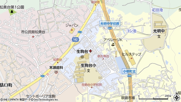 〒630-0242 奈良県生駒市新生駒台の地図