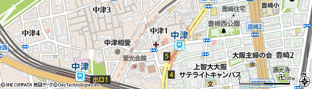 ローソンドラッグミック中津一丁目店周辺の地図