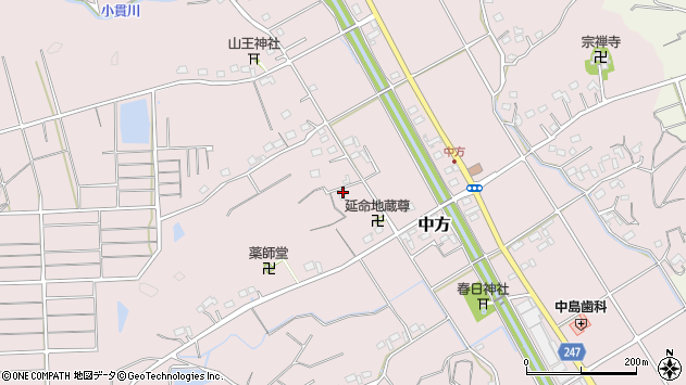 〒437-1402 静岡県掛川市中方の地図