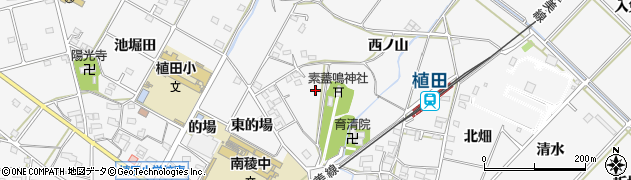 愛知県豊橋市植田町（西ノ山）周辺の地図