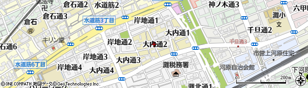 兵庫県神戸市灘区大内通周辺の地図