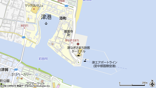 〒514-0010 三重県津市なぎさまちの地図