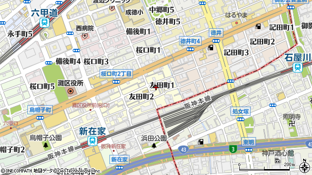〒657-0035 兵庫県神戸市灘区友田町の地図